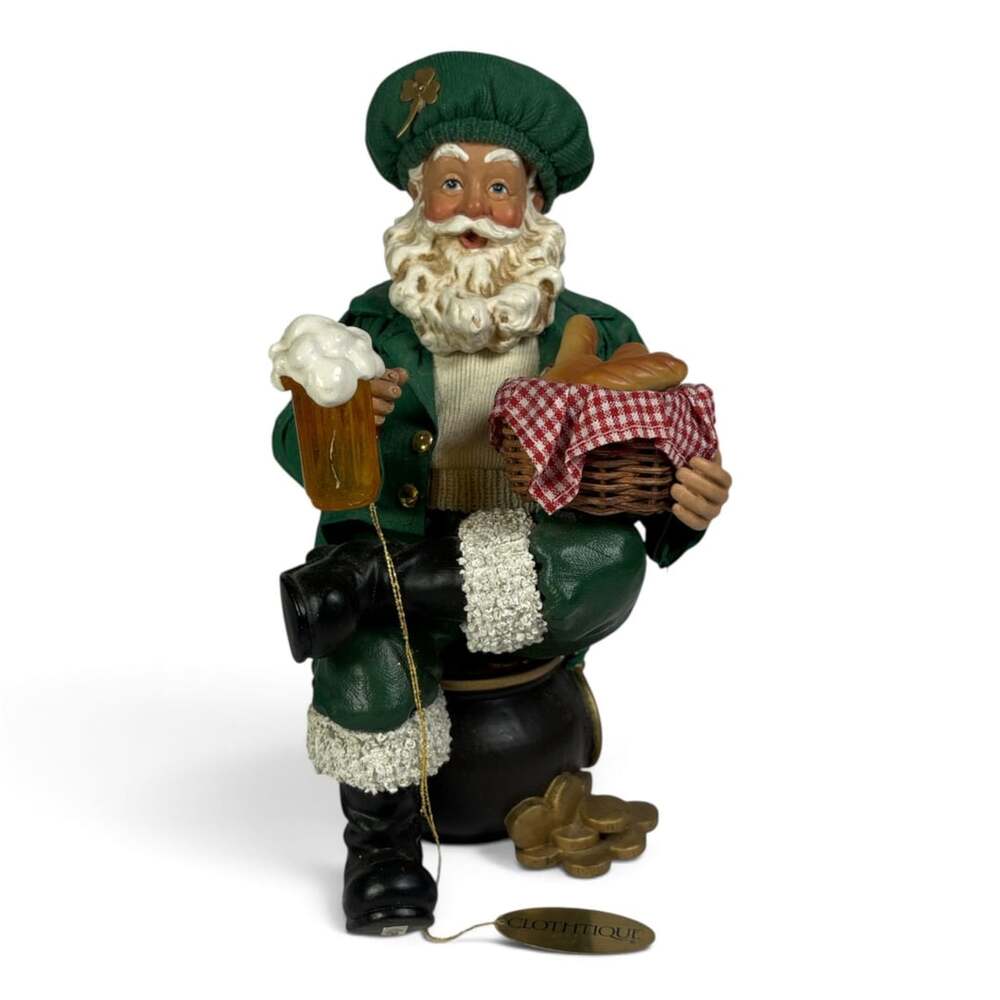 Vtg Clothtique Possible Dreams "An Irish Toast" Santa Figurine 8.5" Pot of Gold